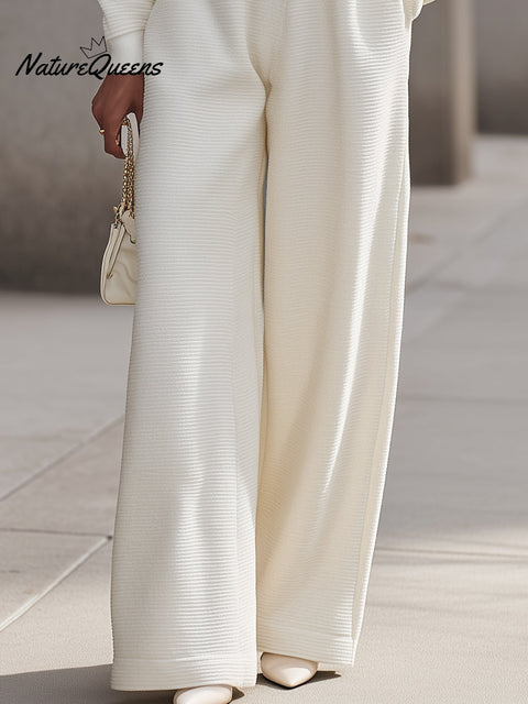 Elegant Textured Half-Zip Loungewear Set