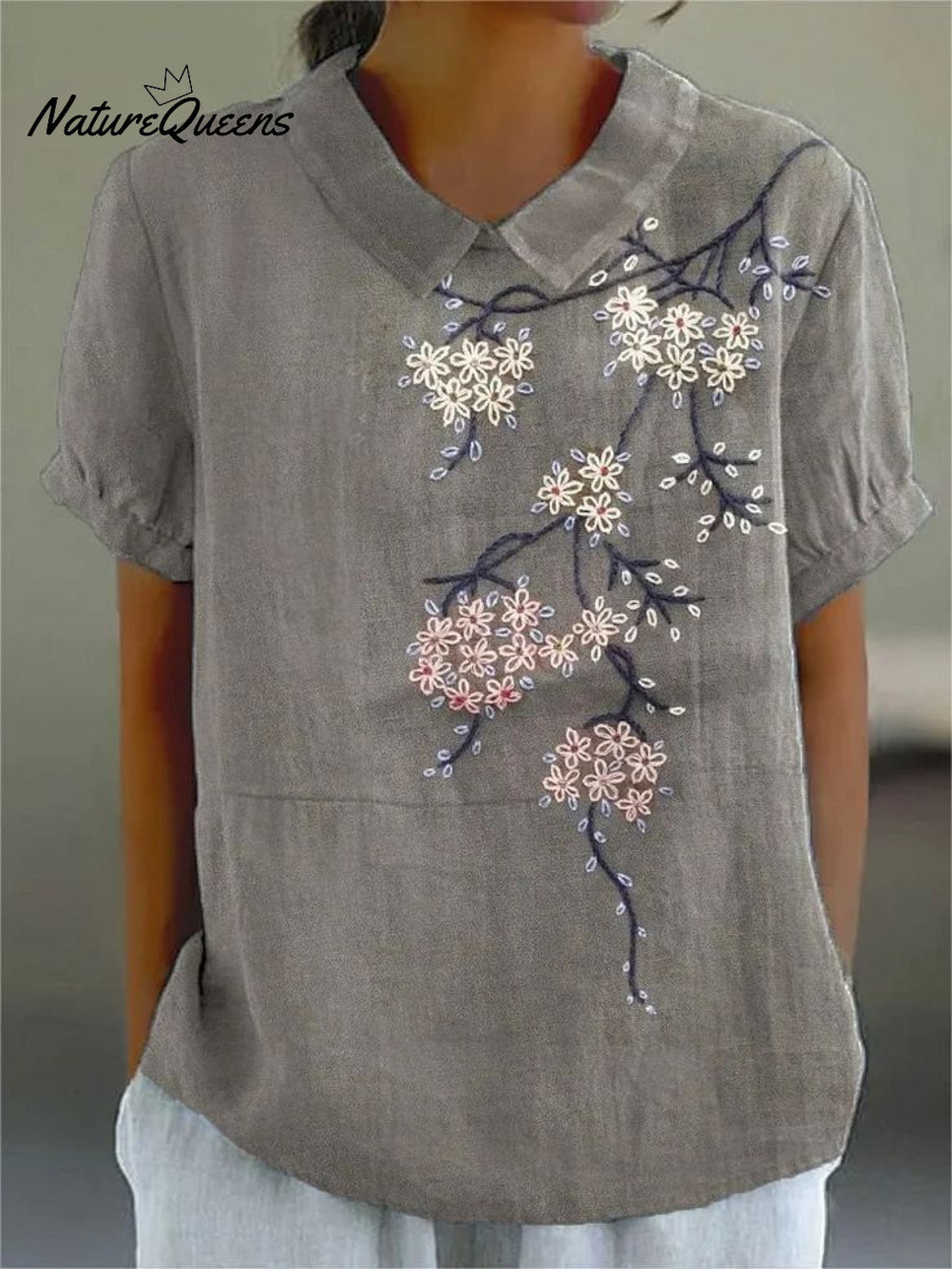 Women's Art Print Casual Cotton And Linen Shirt