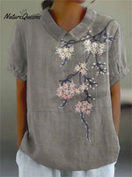 Women's Art Print Casual Cotton And Linen Shirt