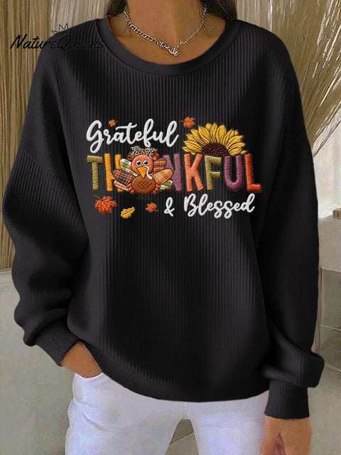 Women's casual autumn Thanksgiving turkey texture sweatshirt