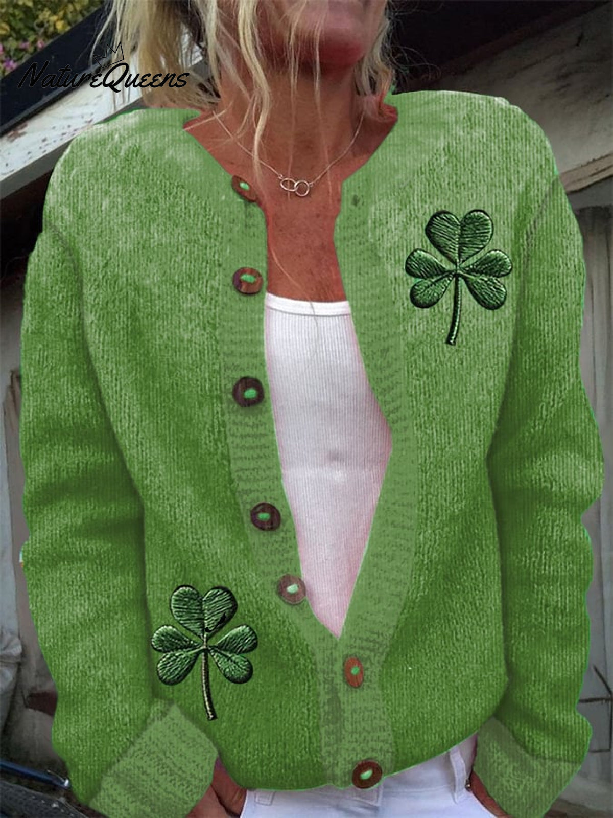 Women's St. Patrick's Day Printed Knit Cardigan