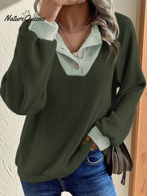 Women's Casual Long Sleeve Colorblock Pullover Top