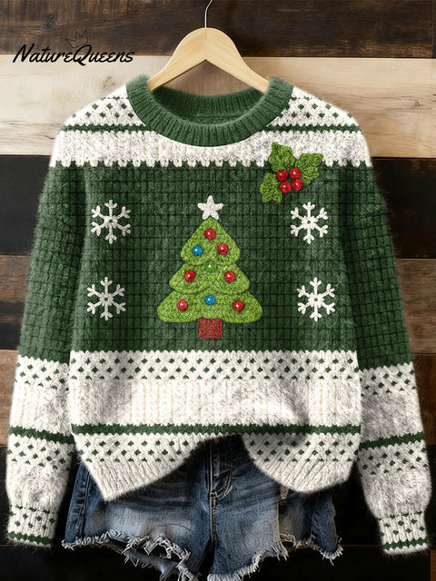 Women's  Winter Christmas Tree Art Flannel Sweatshirt