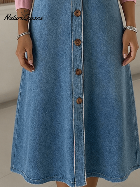 Women'S Casual Contrast Color Stitching Dress