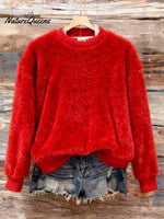 Women's Casual Solid Color Flannel Long Sleeve Sweatshirt