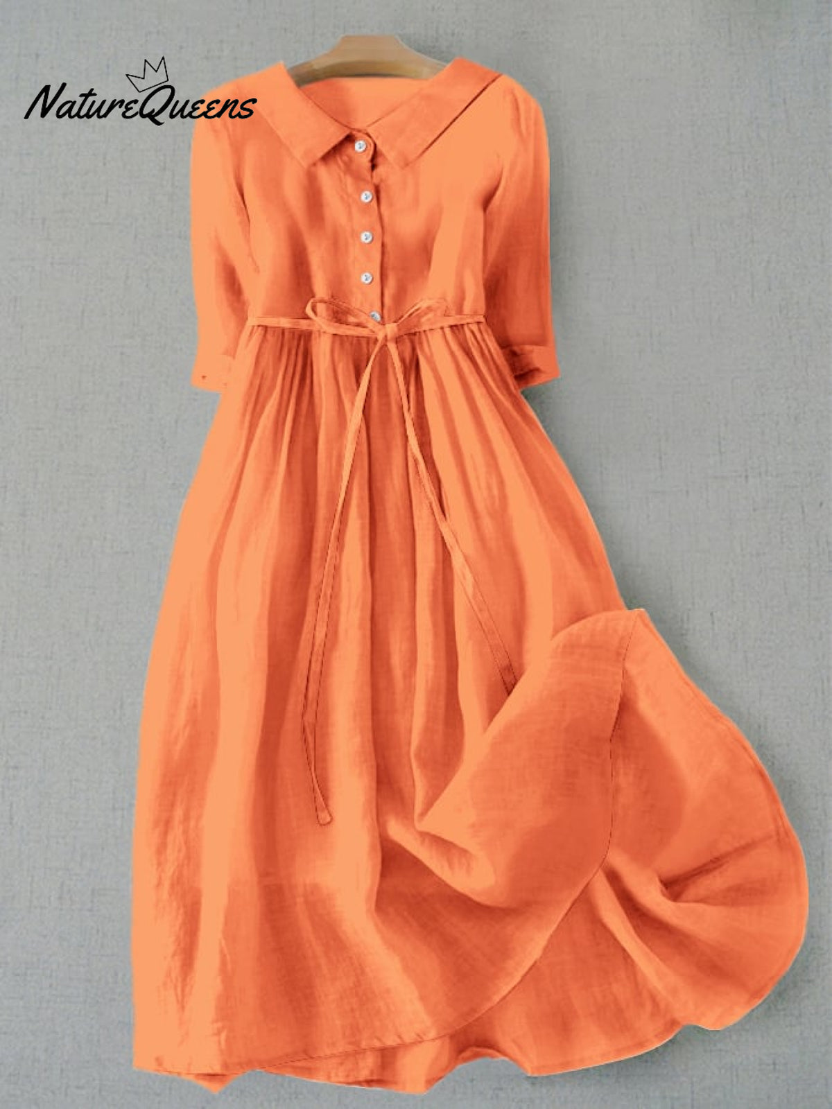 Literary Simple Cotton Dress Orange / S
