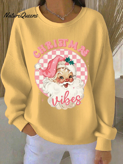 Women's Casual Santa Claus Print Round Neck Sweatshirt