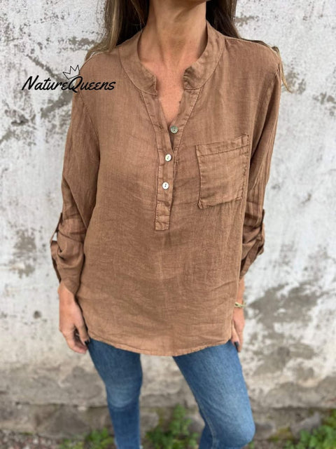 Long Sleeve V-Neck Casual Shirt