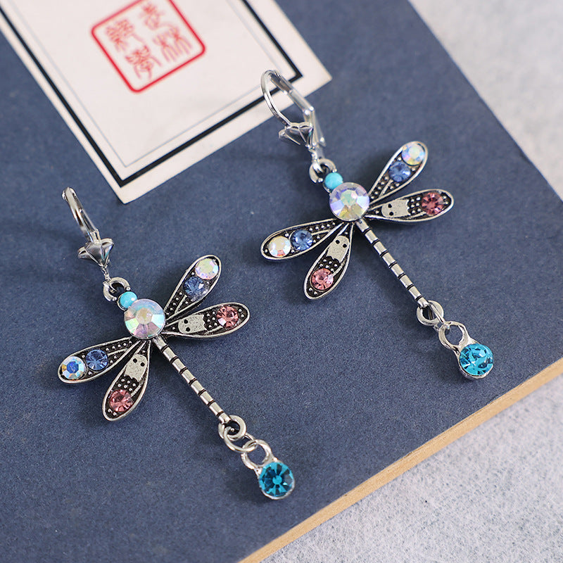 Color Diamond Dragonfly Earrings