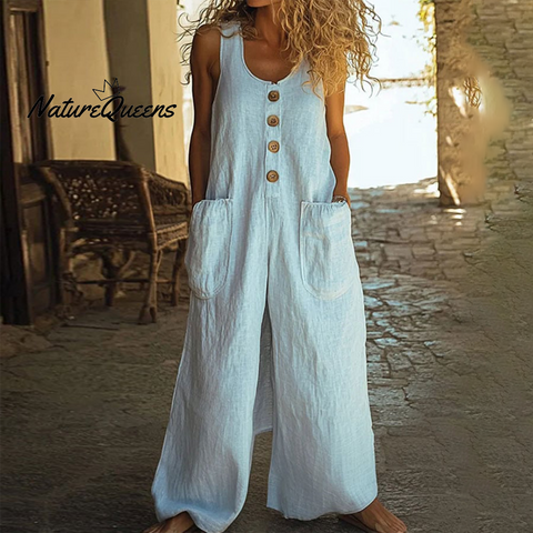 Casual Sleeveless Plain Jumpsuit