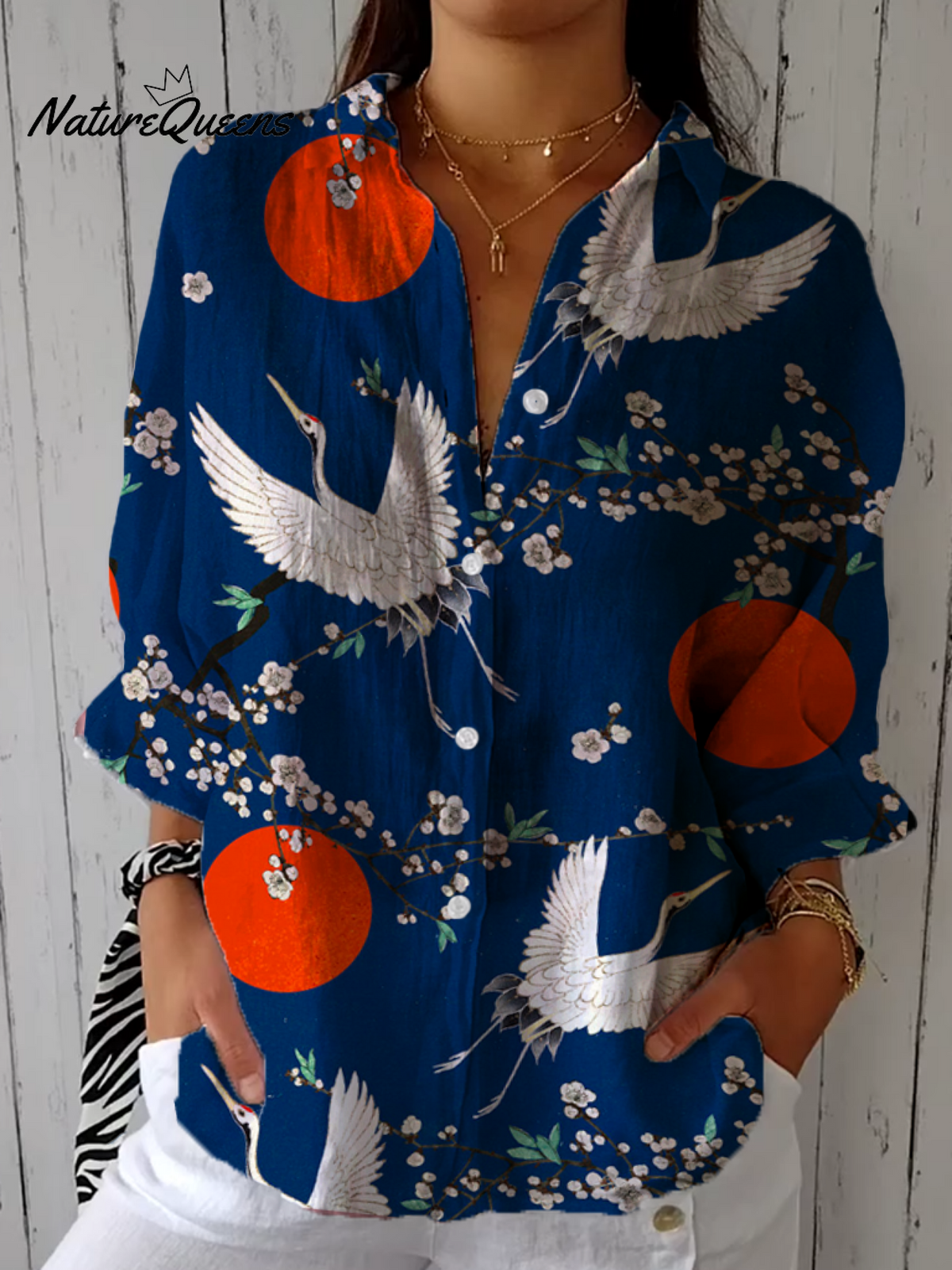 Women's spring and summer fashionable cotton and linen shirts 4b43