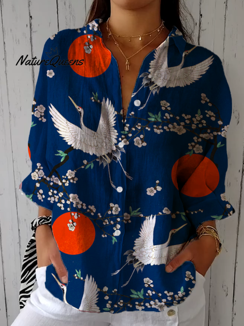 Women's spring and summer fashionable cotton and linen shirts 4b43