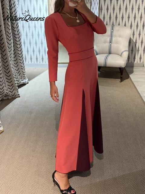 Women's Elegant Artistic Color Block Dress