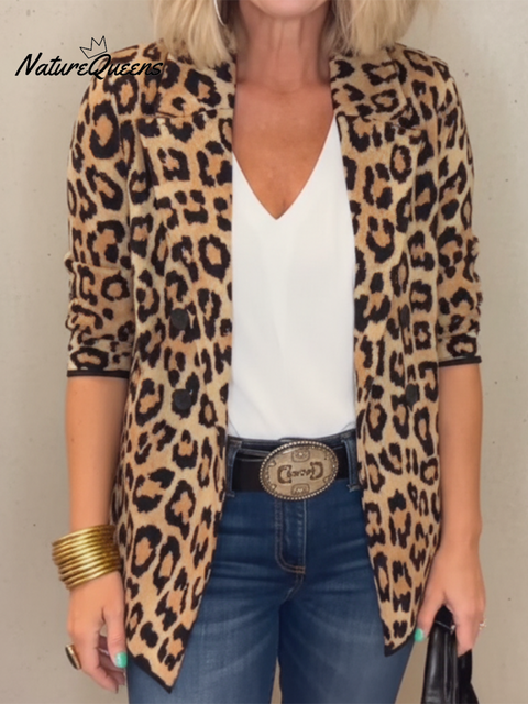 Women's Casual Elegant Leopard Print knitting Jacket