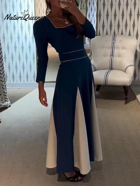 Women's Elegant Artistic Color Block Dress