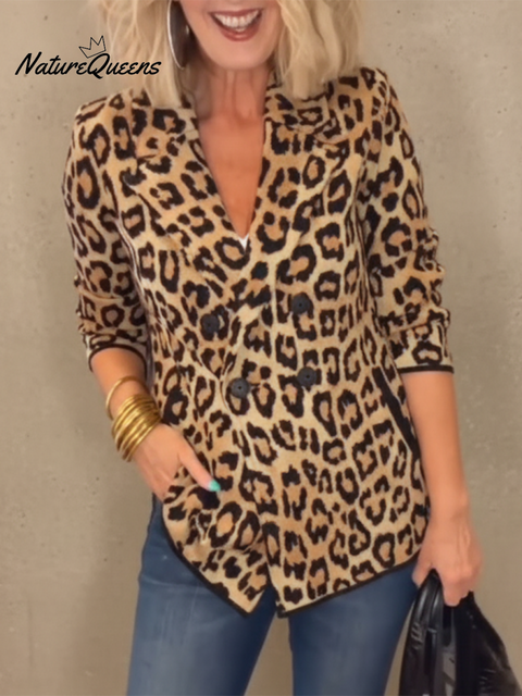 Women's Casual Elegant Leopard Print knitting Jacket