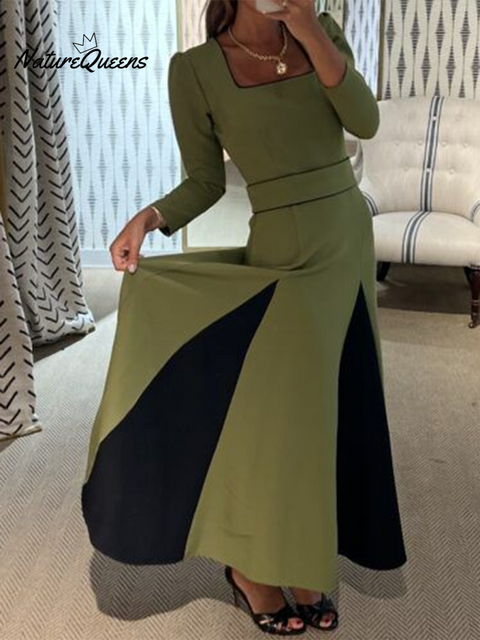 Women's Elegant Artistic Color Block Dress