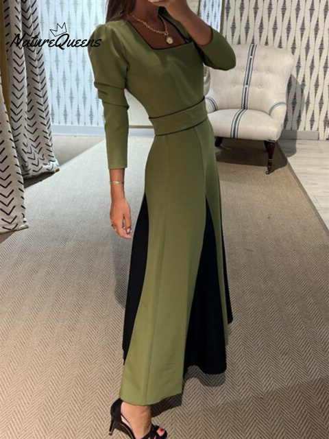 Women's Elegant Artistic Color Block Dress