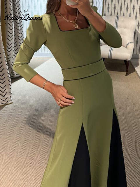 Women's Elegant Artistic Color Block Dress