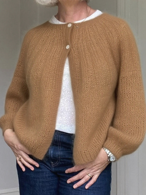 Basic Solid Color Knitted Cardigan