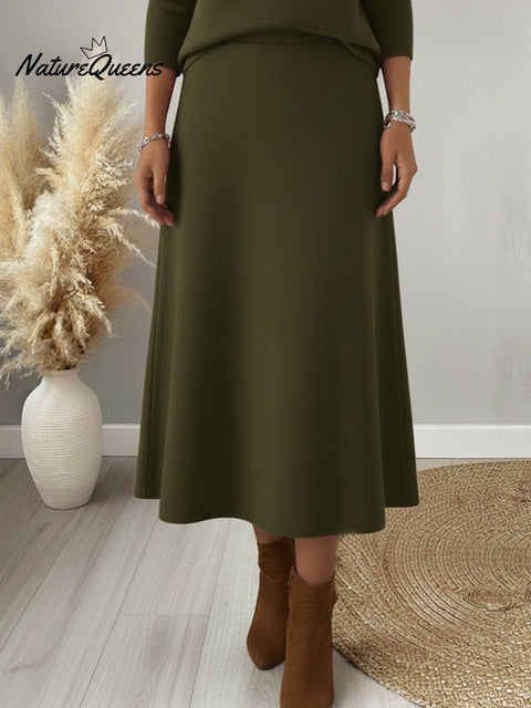 Women's Elegant Solid Color Knitted Umbrella Skirt