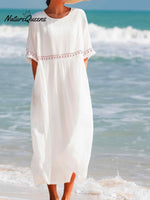 Cotton And Linen Embroidered Loose Dress