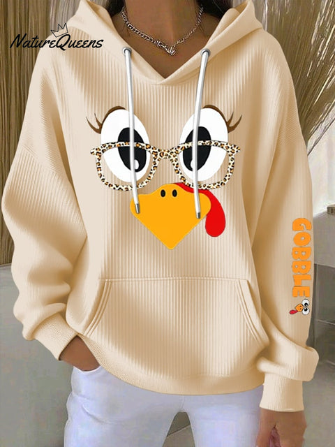 Women's Thanksgiving Turkey Print Hoodie