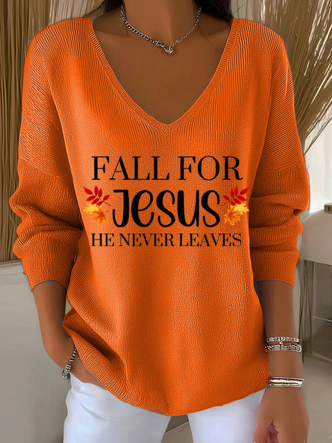 Women's Fall For Jesus He Never Leaves Top
