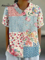 Breezy Floral Print Blue Short Sleeve Top