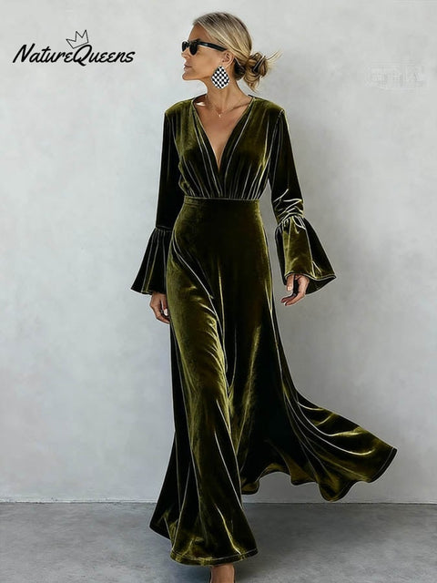 Women's Casual Solid Color Long-Sleeved Dress