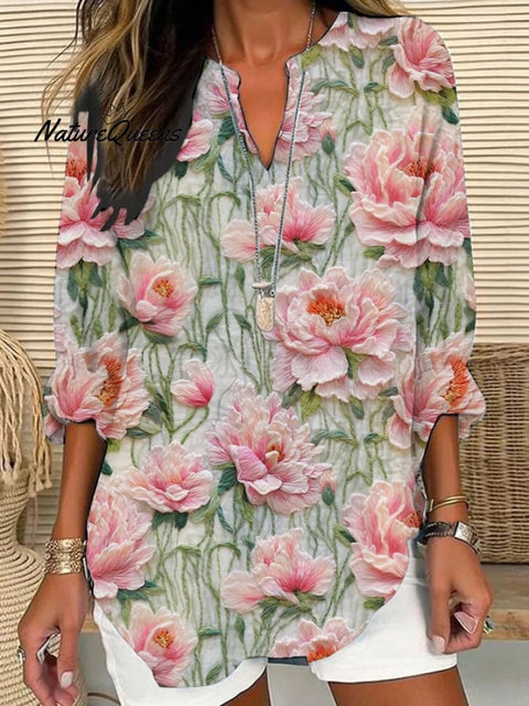 Women's Casual Floral Embroidery Print Shirt