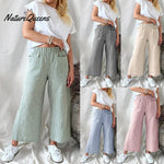 Women's Striped Pocket Casual Trousers