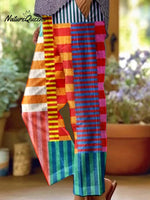 Women's Geometric Striped Pattern Loose Casual Pants (With Pockets)