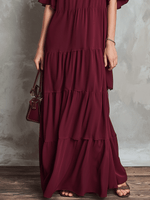 Bohemian Burgundy Tiered Maxi Dress