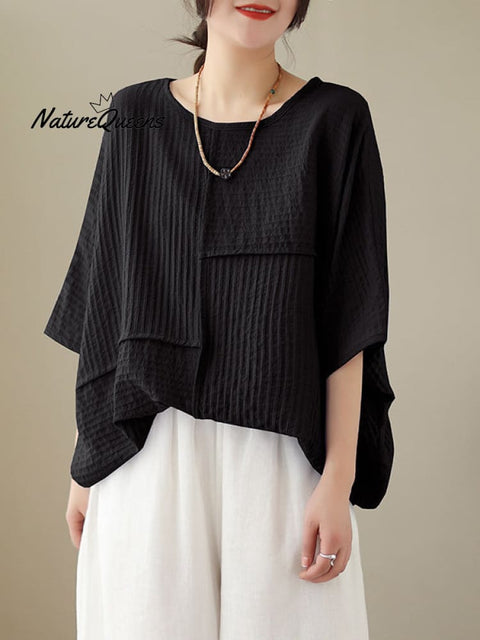 Loose Short Sleeve Cotton Linen T-shirt