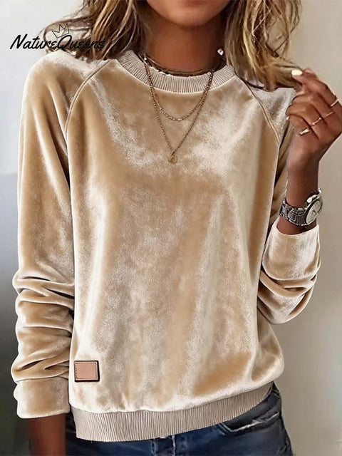 Women'S Casual Loose Velvet Sweatshirt