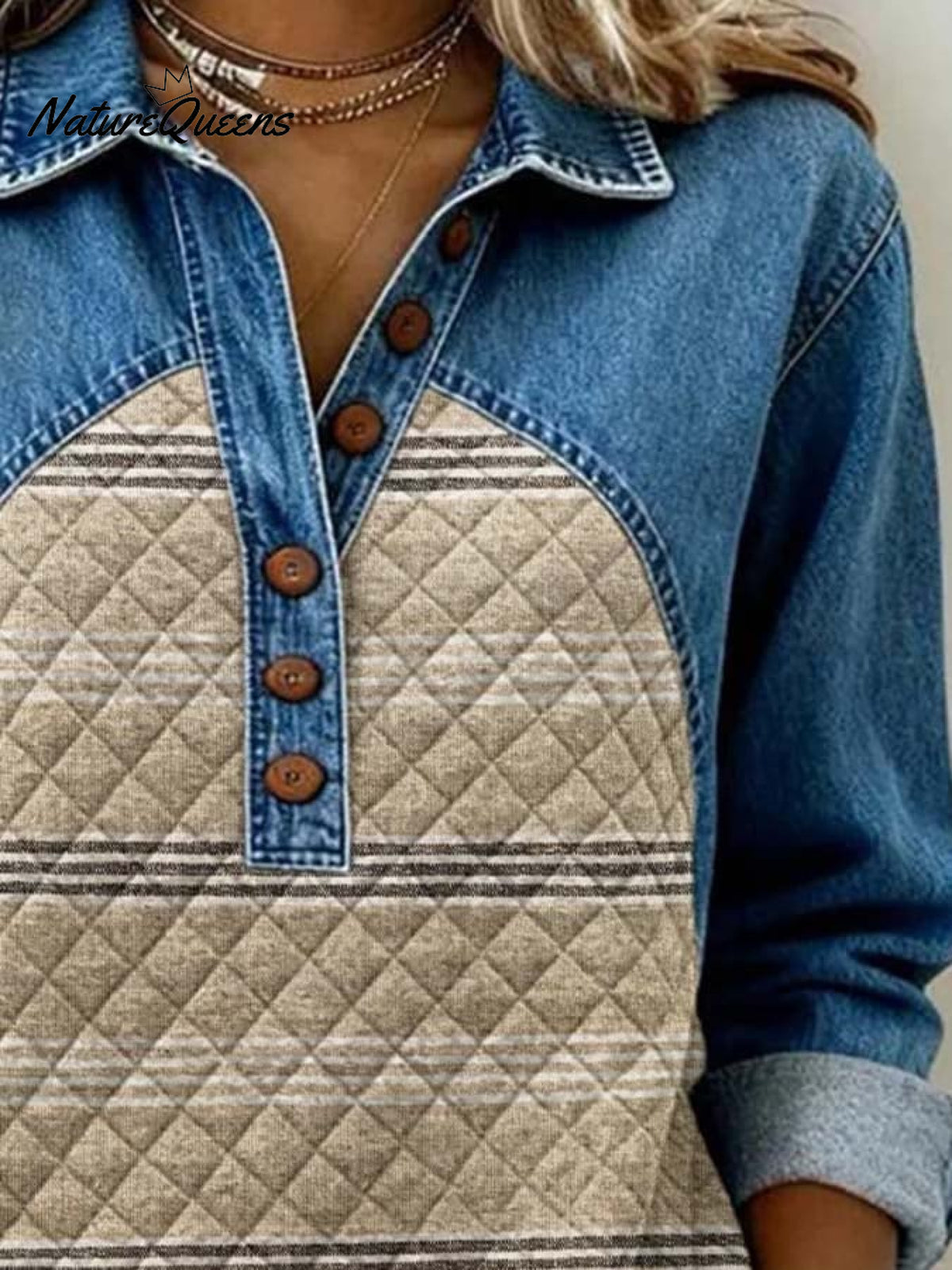 Women'S Casual Color-Blocked Pullover Sweatshirt