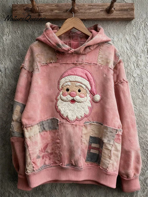 Women's Casual Retro Christmas Print Long Sleeve Hooded Sweatshirt