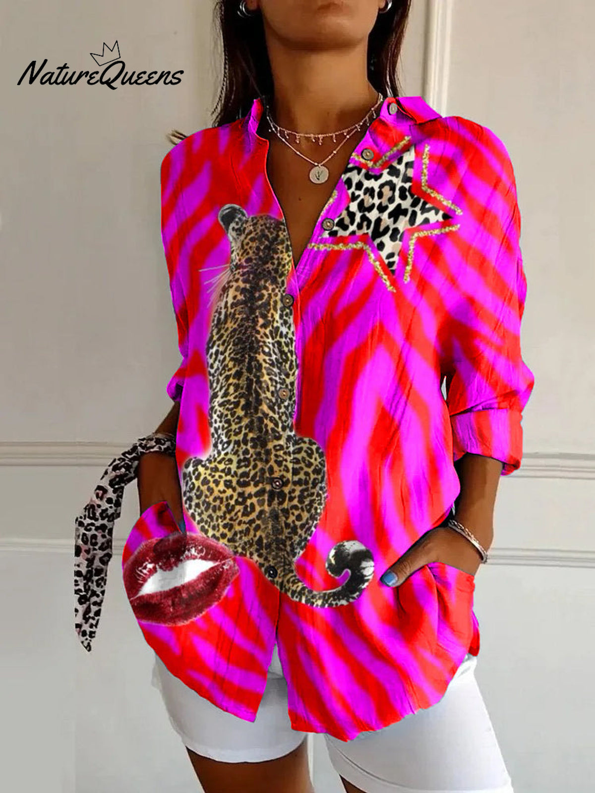 Personalized Leopard Print Casual Long-sleeved Shirt