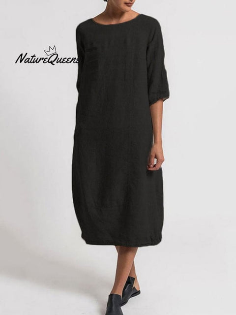 Casual Solid Color Dress Black / S