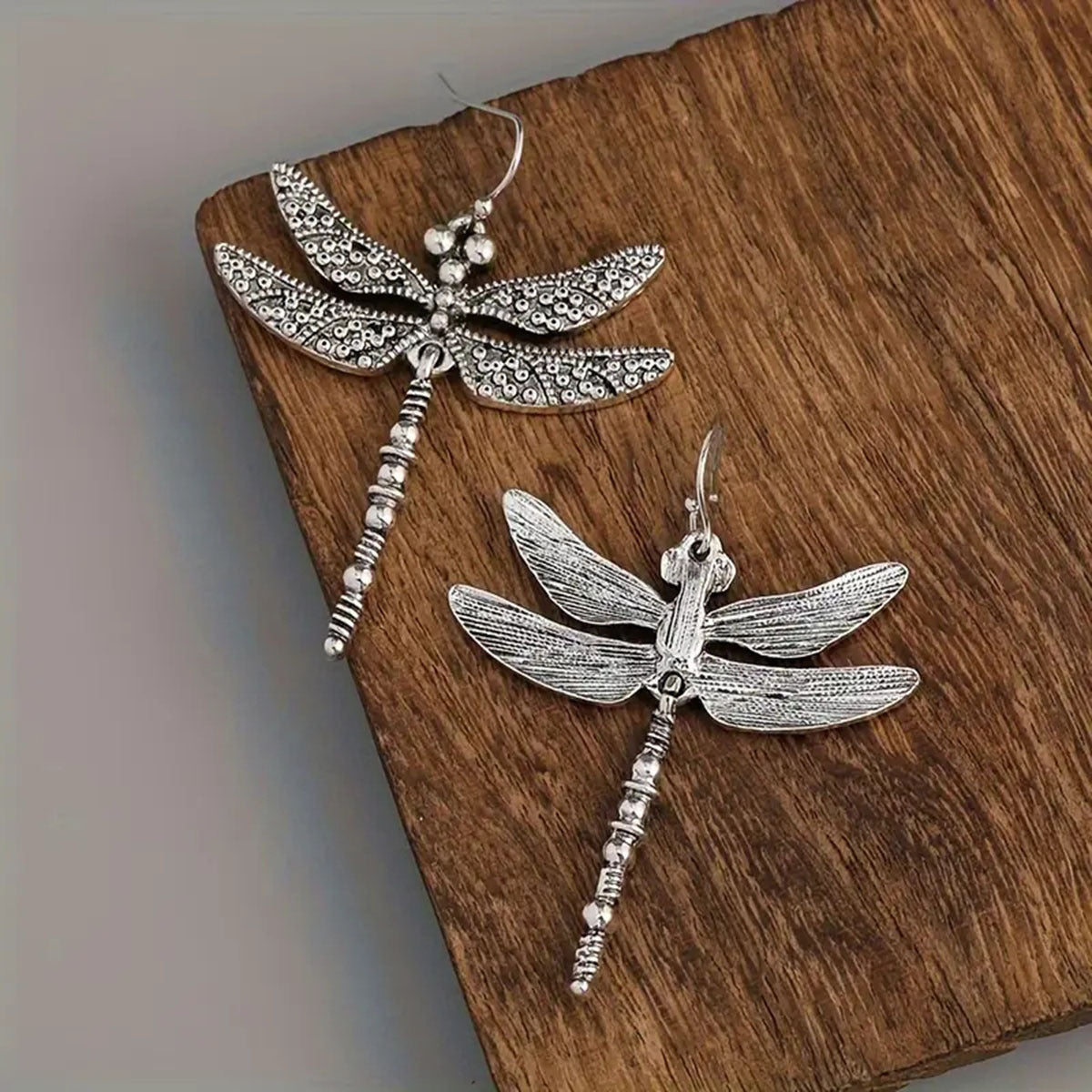 Bohemian Silver Dragonfly Earrings