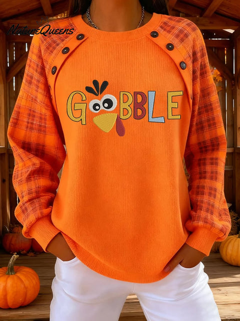Women's Thanksgiving Gobble Print Sweater