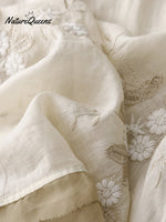 Art Retro Embroidery 3/4 Sleeve Patchwork Shirt