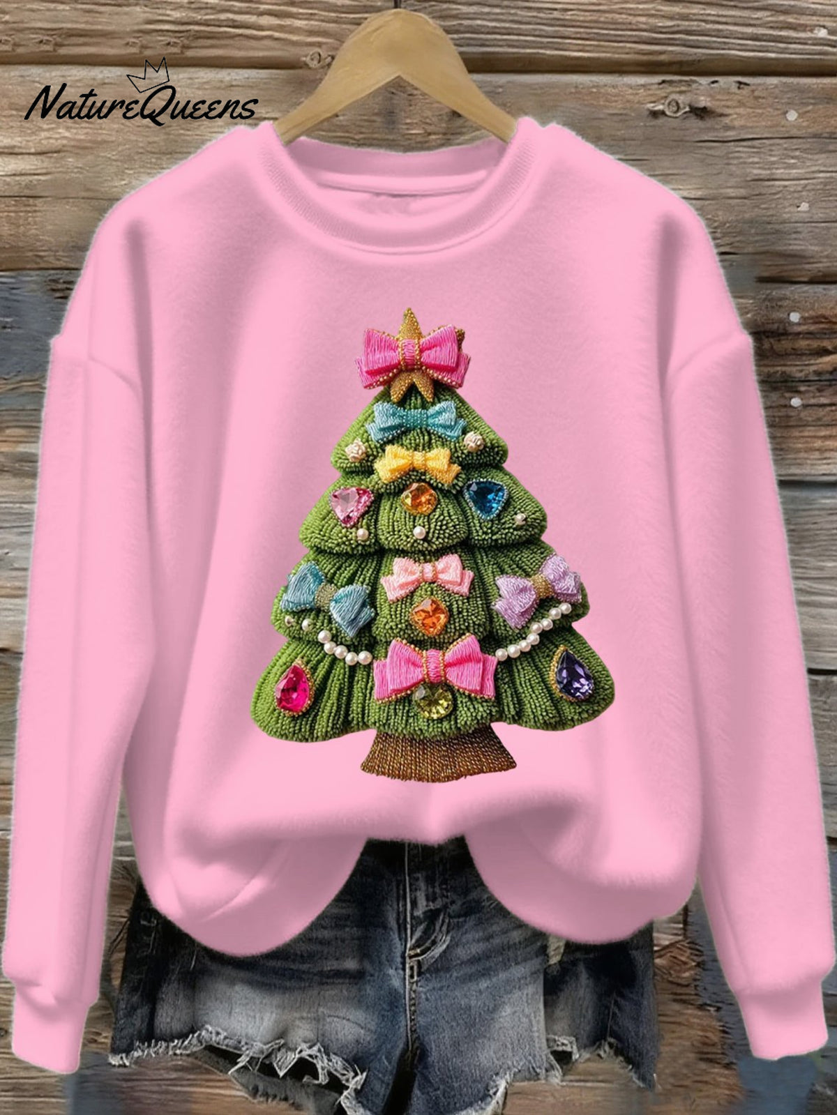 Women's Christmas Tree Art Print Flannel Sweatshirt