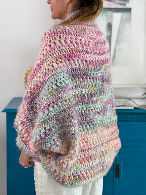 Purple Crystal Multicolor Knitted Cardigan Sweater