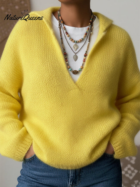 Women's Soft Wool Seagull Neck Loose Sweater Top