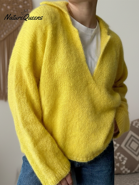 Women's Soft Wool Seagull Neck Loose Sweater Top