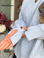 Women's Casual Side Slit Solid Color Pullover Sweatshirt