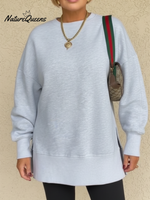 Women's Casual Side Slit Solid Color Pullover Sweatshirt