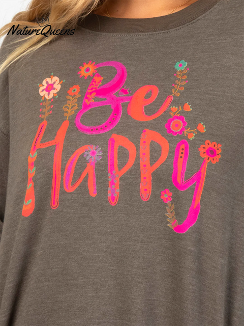 Be Happy Printed Casual Sports Cotton Sweatshirt